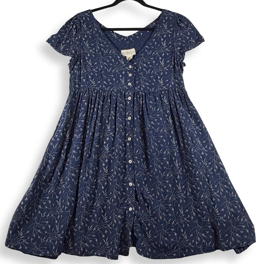 Denim Supply Ralph Lauren Womens Medium Navy Floral Babydoll Button Front Dress